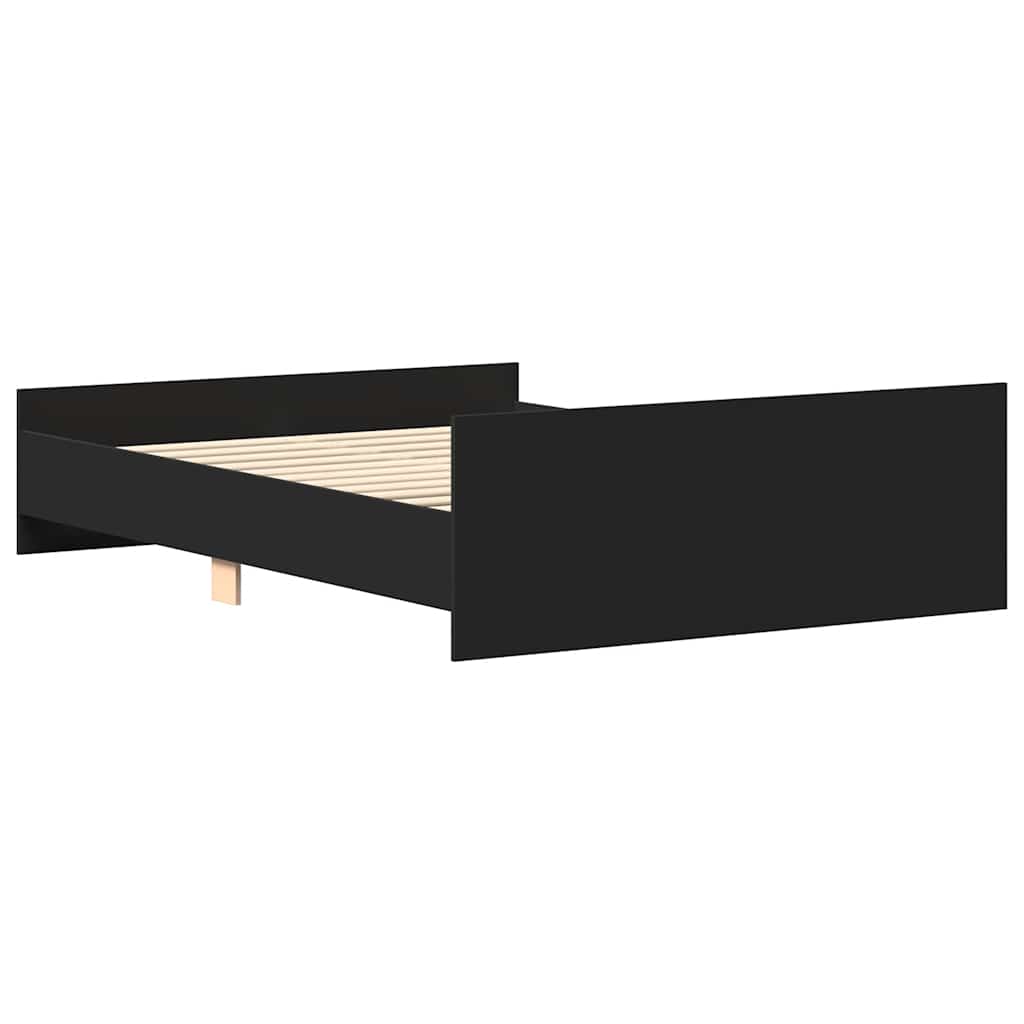 sengeramme med sengegavl og fodgærde 135x190 cm sort