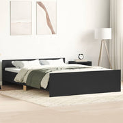 sengeramme med sengegavl og fodgærde 135x190 cm sort
