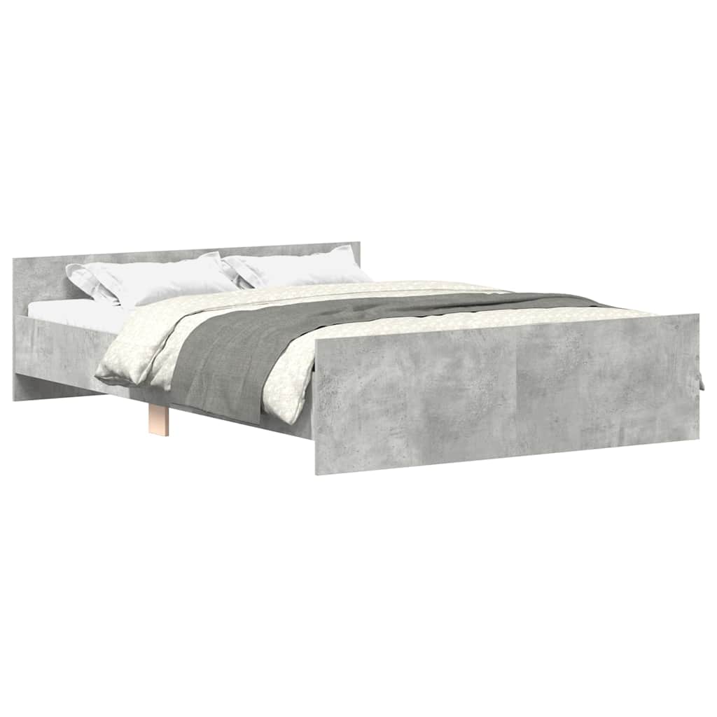 sengeramme med sengegavl og fodgærde 135x190 cm betongrå