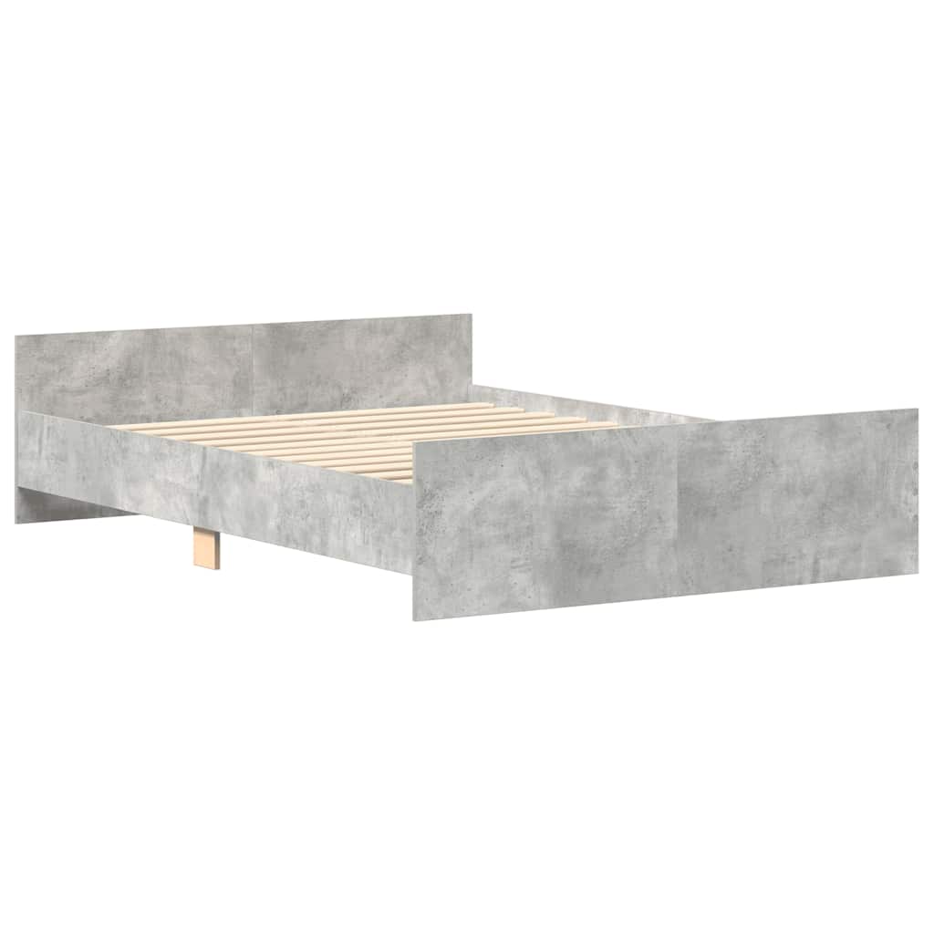 sengeramme med sengegavl og fodgærde 135x190 cm betongrå