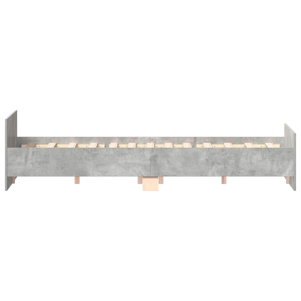sengeramme med sengegavl og fodgærde 135x190 cm betongrå