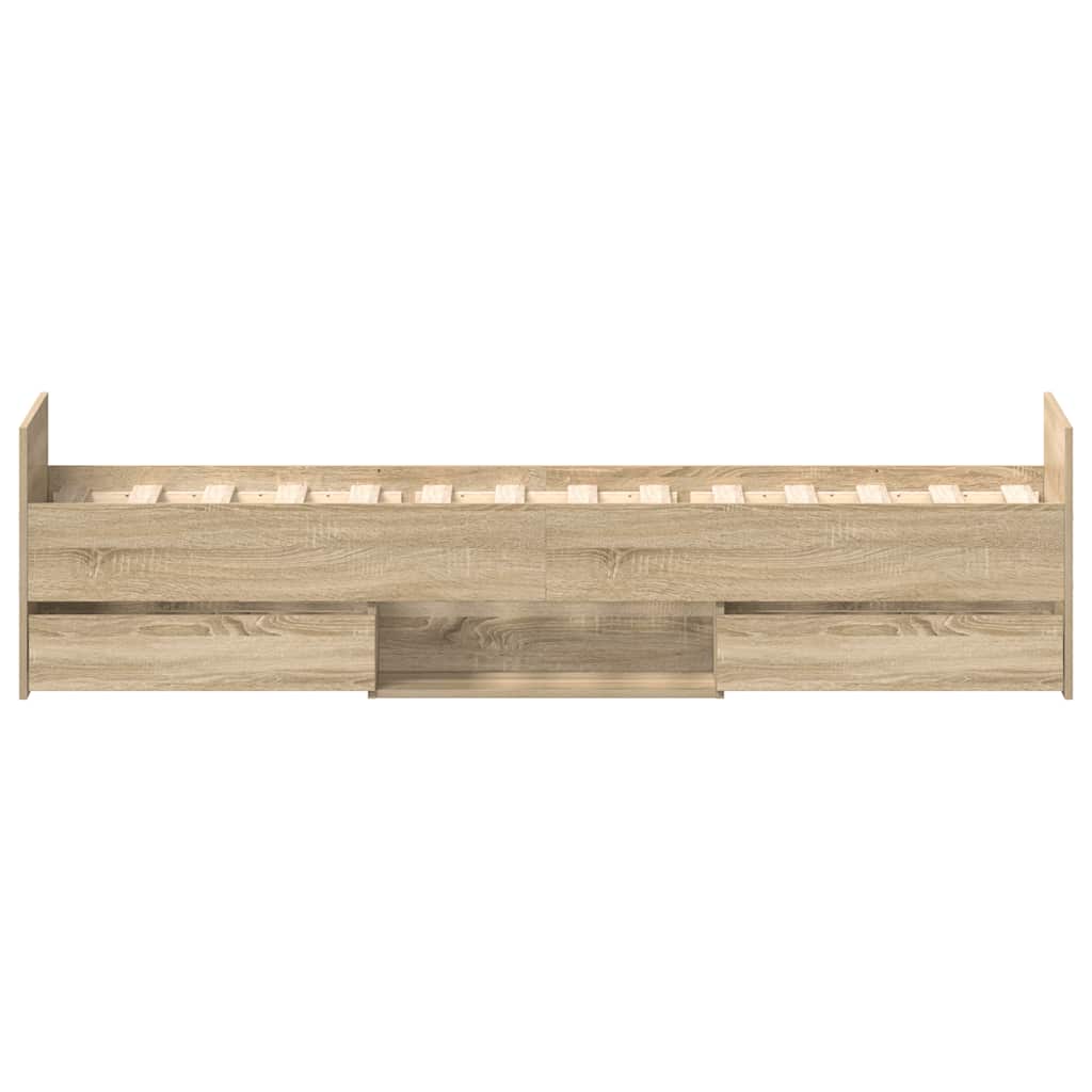 sengeramme med sengegavl og fodgærde 100x200 cm sonoma-eg