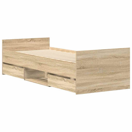 sengeramme med sengegavl og fodgærde 90x200 cm sonoma-eg