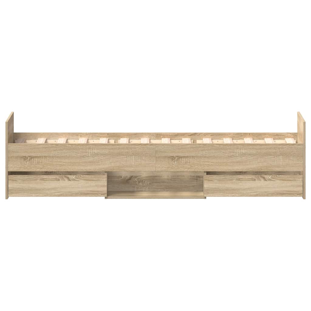 sengeramme med sengegavl og fodgærde 90x200 cm sonoma-eg