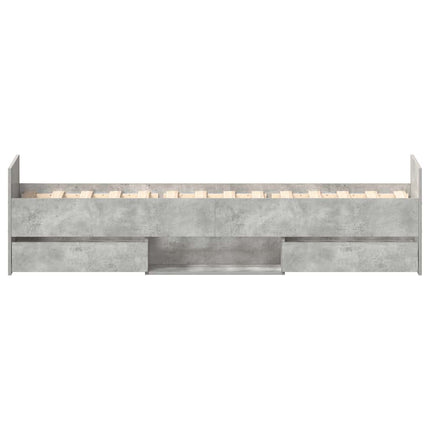 sengeramme med sengegavl og fodgærde 90x200 cm betongrå