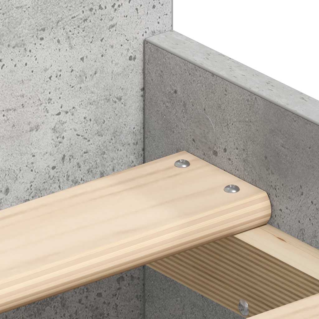 sengeramme med sengegavl og fodgærde 90x200 cm betongrå