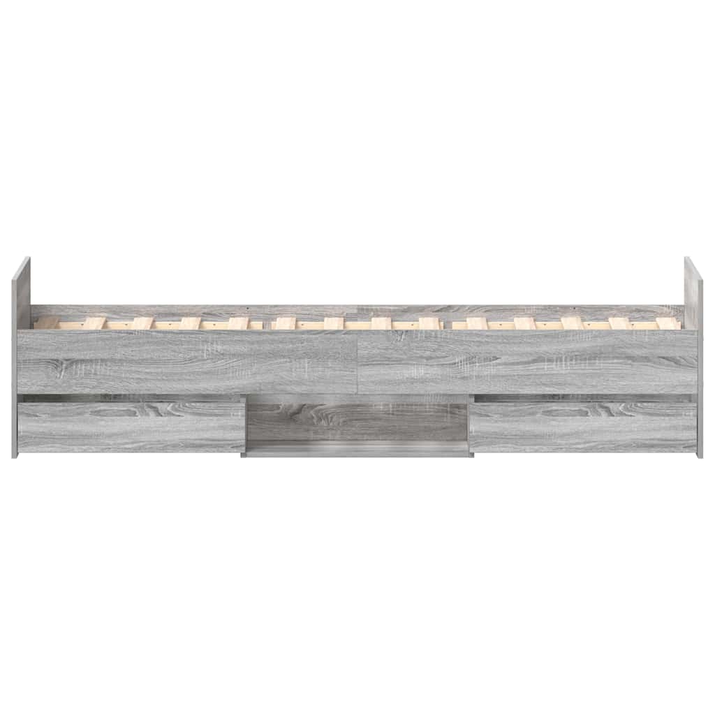 sengeramme med sengegavl og fodgærde 90x190 cm grå sonoma-eg