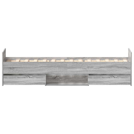 sengeramme med sengegavl og fodgærde 90x190 cm grå sonoma-eg