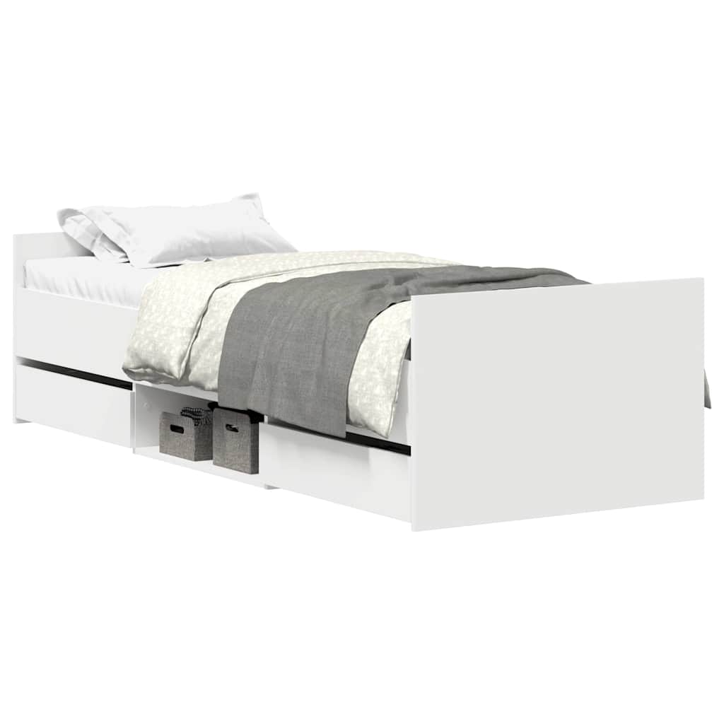 sengeramme med sengegavl og fodgærde 75x190 cm hvid