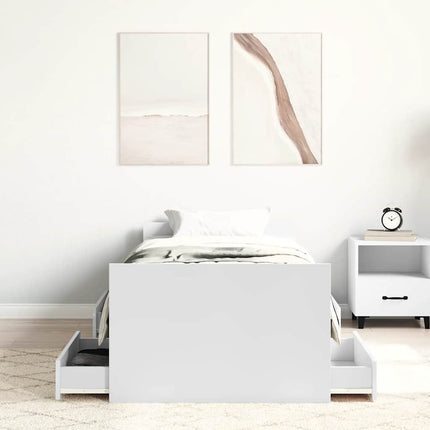sengeramme med sengegavl og fodgærde 75x190 cm hvid