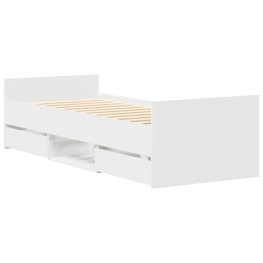 sengeramme med sengegavl og fodgærde 75x190 cm hvid