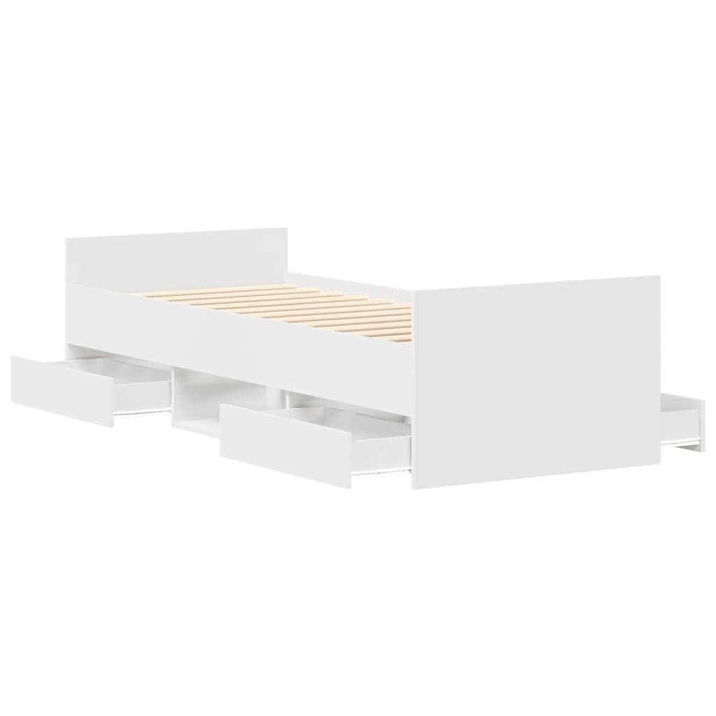 sengeramme med sengegavl og fodgærde 75x190 cm hvid