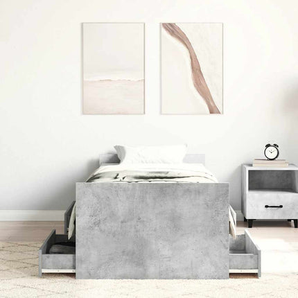 sengeramme med sengegavl og fodgærde 75x190 cm betongrå