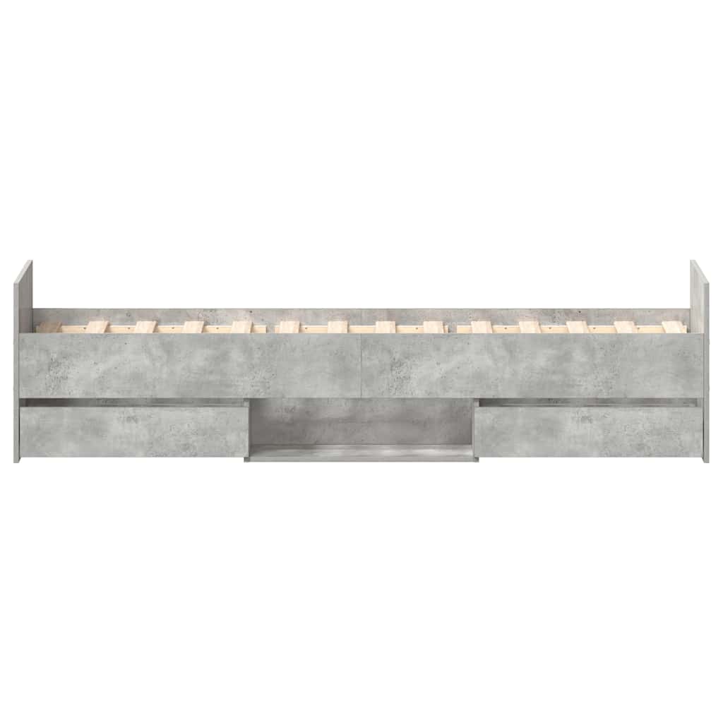 sengeramme med sengegavl og fodgærde 75x190 cm betongrå