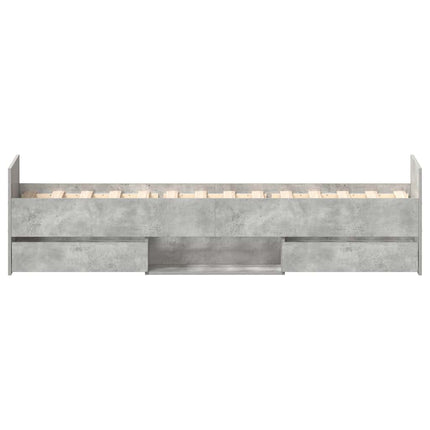 sengeramme med sengegavl og fodgærde 75x190 cm betongrå