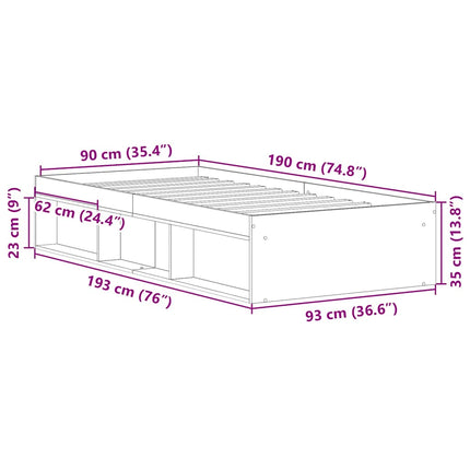 sengeramme 90x190 cm røget egetræsfarve