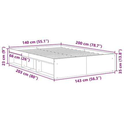 sengeramme 140x200 cm sonoma-eg