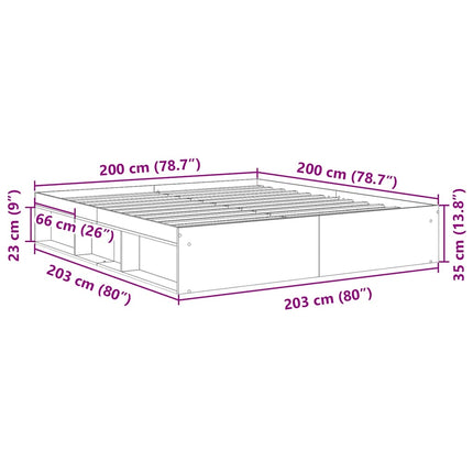 sengeramme 200x200 cm betongrå