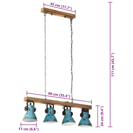 loftlampe 25 W 90x24x111 cm E27 rustik blå