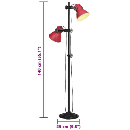 gulvlampe 25 W 25x25x90/140 cm E27 rustik rød