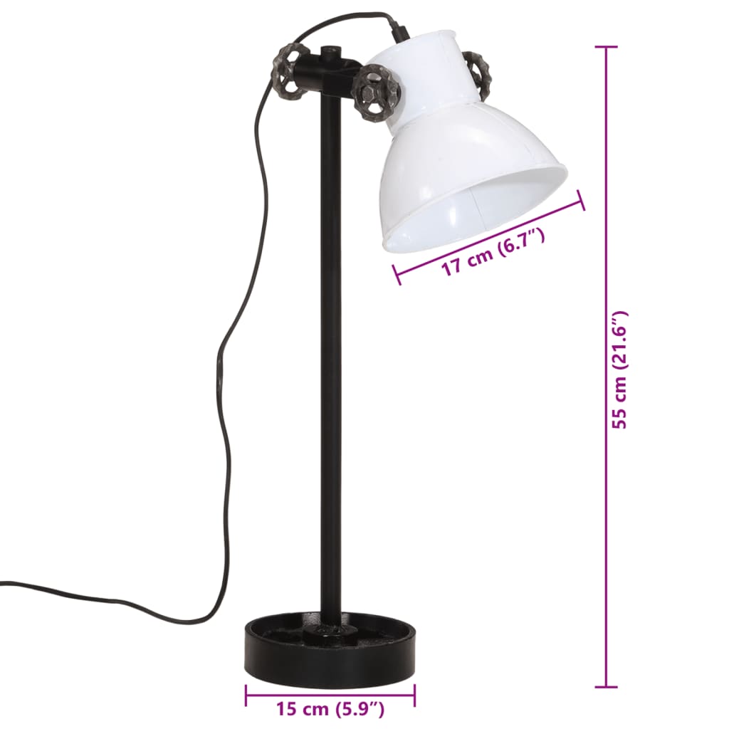 skrivebordslampe 25 W 15x15x55 cm E27 hvid