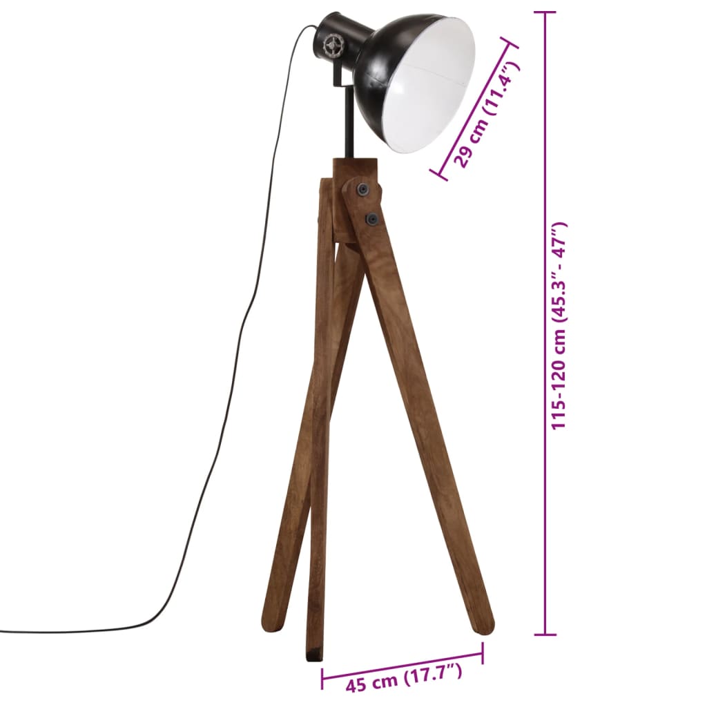 gulvlampe 45x45x120 cm 25 W E27 sort