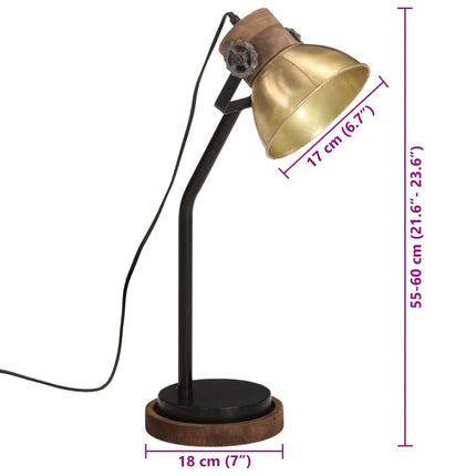 skrivebordslampe 18x18x60 cm 25 W E27 antik messingfarve