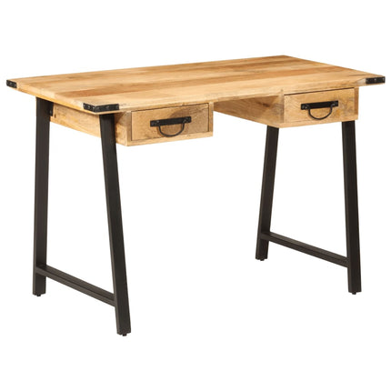 skrivebord med skuffer 105x55x70 cm massivt mangotræ og jern