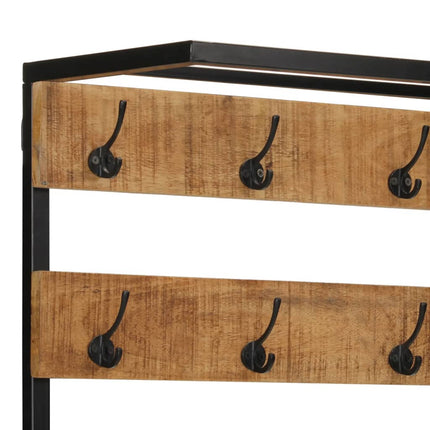 knagerække med skoopbevaring 68x30x182 cm massivt ru mangotræ