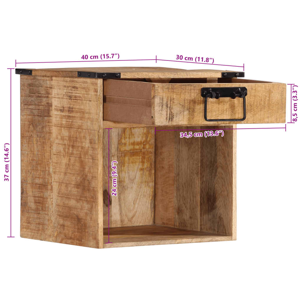 sengebord 40x30x37 cm massivt mangotræ