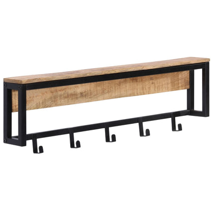 knagerække 87x10x27 cm massivt ru mangotræ