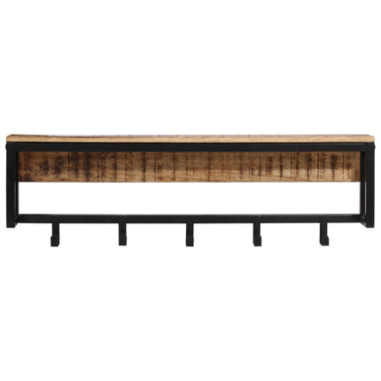 knagerække 87x10x27 cm massivt ru mangotræ