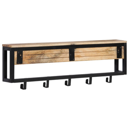 knagerække 87x10x27 cm massivt ru mangotræ