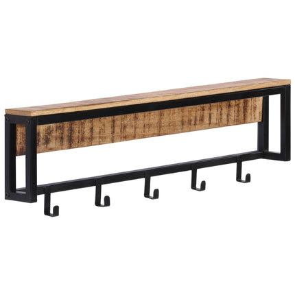 knagerække 87x10x27 cm massivt ru mangotræ