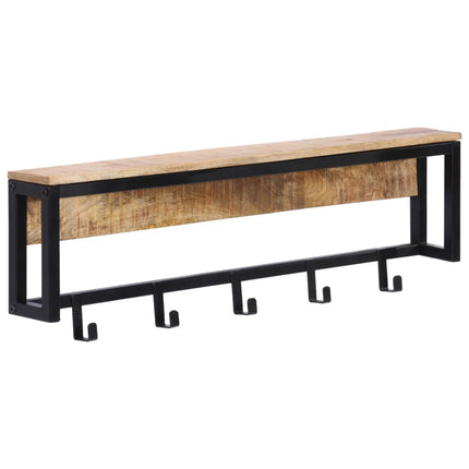 knagerække 87x10x27 cm massivt ru mangotræ