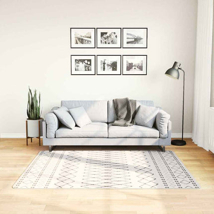 gulvtæppe 120x170 cm vaskbart sort og hvid