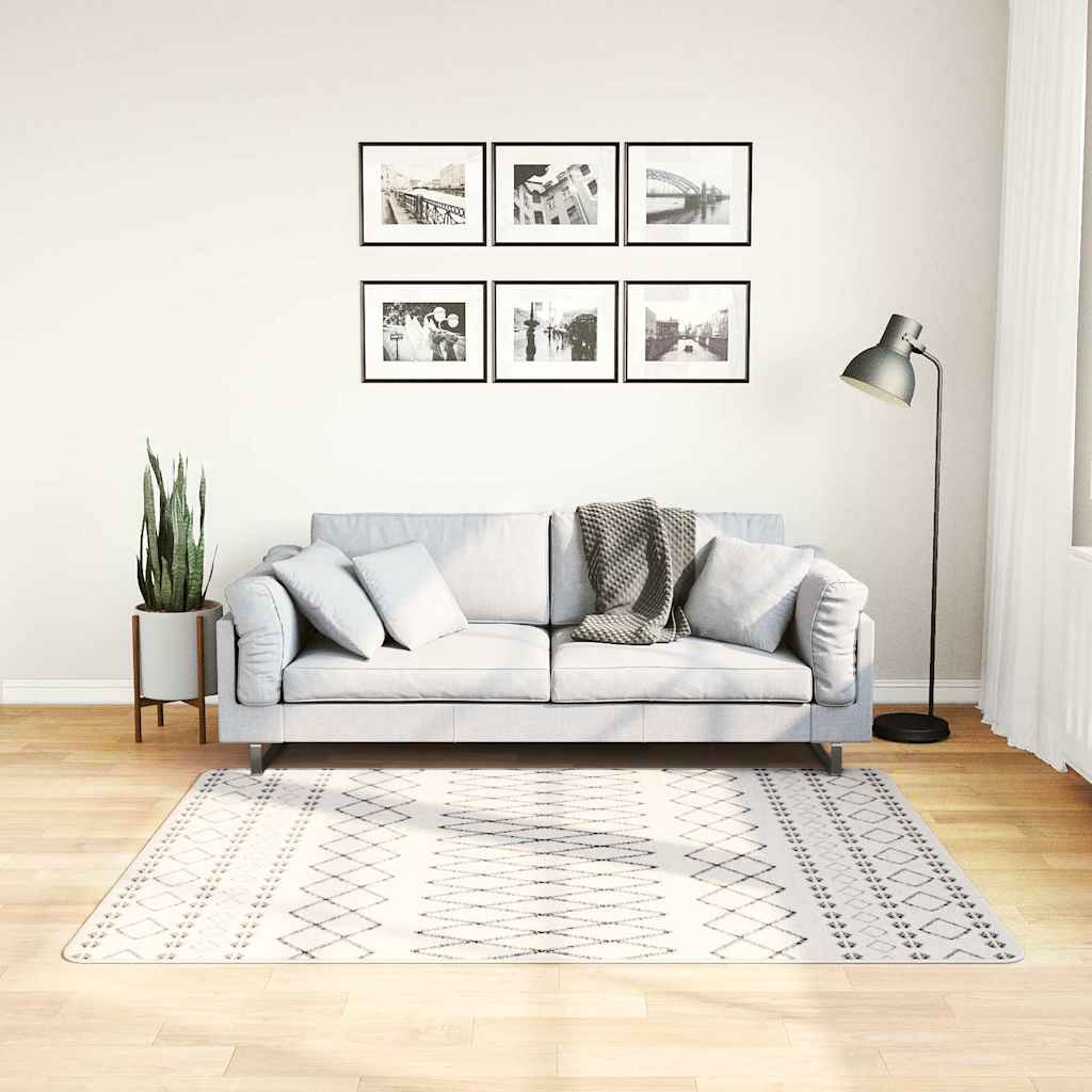 Gulvtæppe 120x170 Cm Vaskbart Og Skridsikkert Sort Og Hvid - Vidaxl
