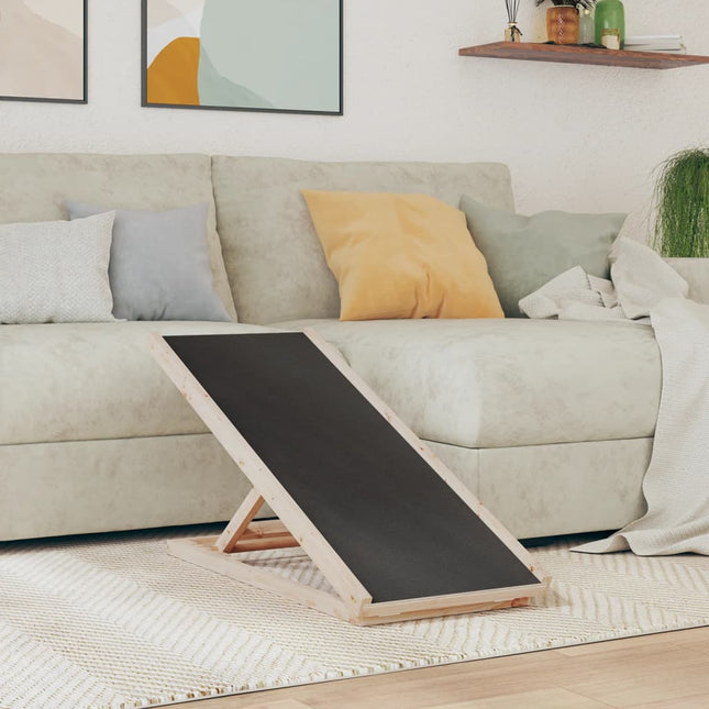 hunderampe 100x40 cm massivt fyrretræ grå