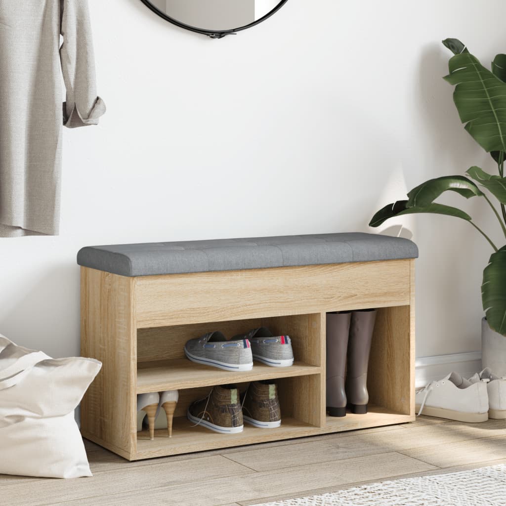 skobænk 82x32x45,5 cm konstrueret træ sonoma-eg