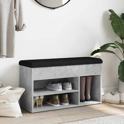 skobænk 82x32x45,5 cm konstrueret træ betongrå