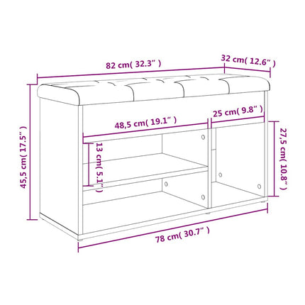 skobænk 82x32x45,5 cm konstrueret træ betongrå