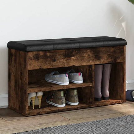 skobænk 82x32x45,5 cm konstrueret træ røget egetræsfarve