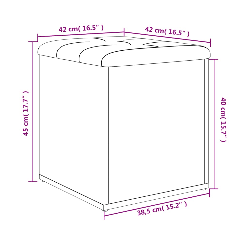 skobænk 42x42x45 cm konstrueret træ røget egetræsfarve