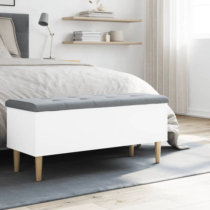 opbevaringsbænk 102x42x46 cm konstrueret træ hvid