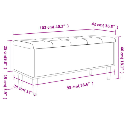 opbevaringsbænk 102x42x46 cm konstrueret træ hvid