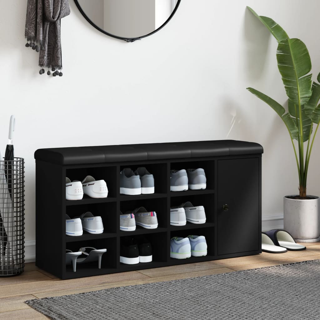 skobænk 102x32x50 cm konstrueret træ sort