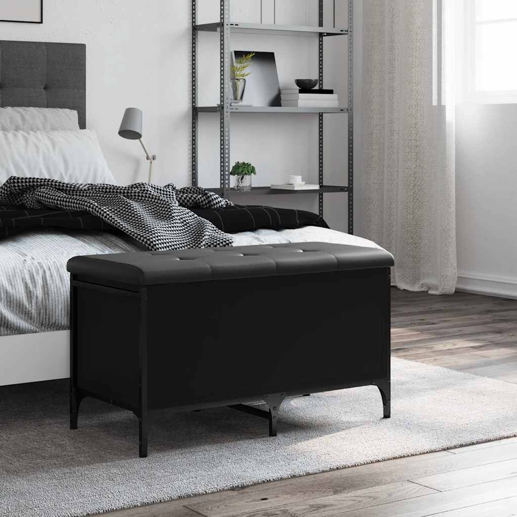 opbevaringsbænk 82x42x45 cm konstrueret træ sort