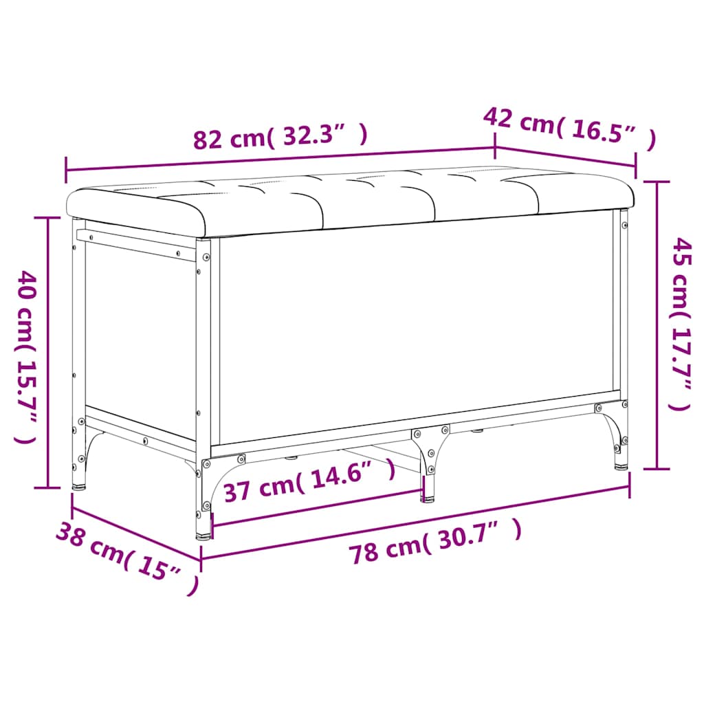 opbevaringsbænk 82x42x45 cm konstrueret træ sort