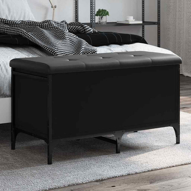 opbevaringsbænk 82x42x45 cm konstrueret træ sort