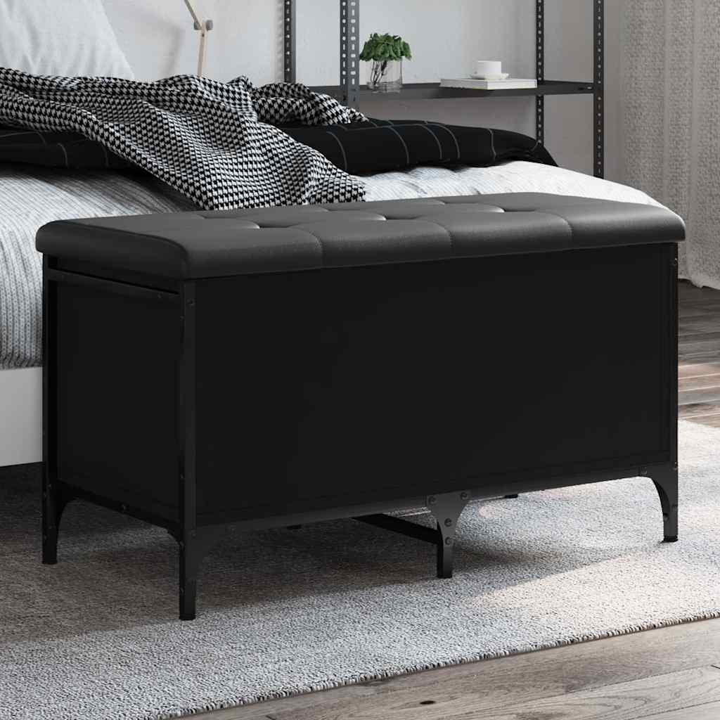 opbevaringsbænk 82x42x45 cm konstrueret træ sort
